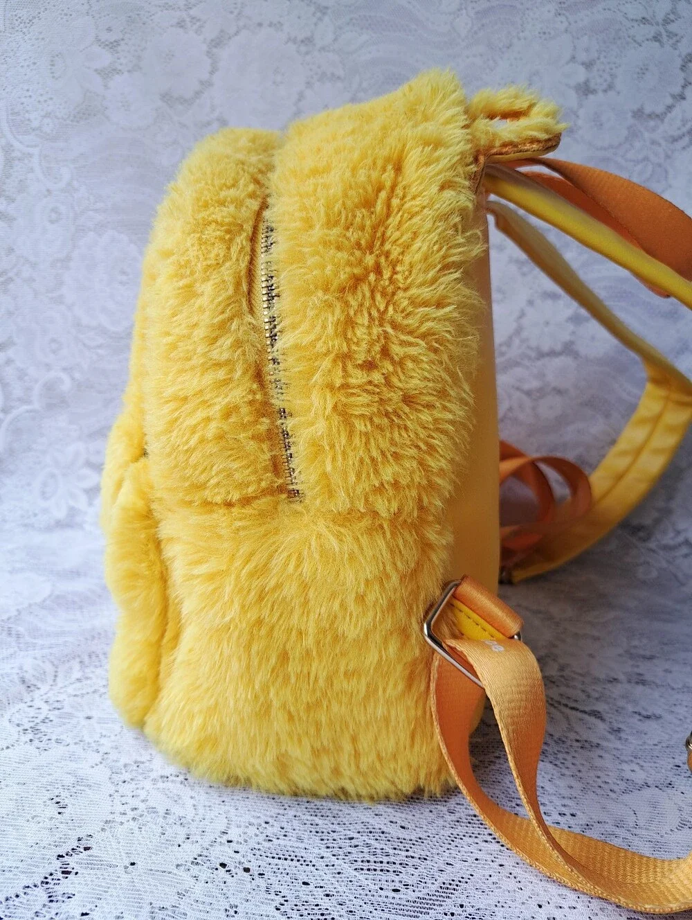 Danielle Nicole Yellow Care Bears Funshine Bear Furry Fuzzy Mini Backpack - Picture 2 of 15